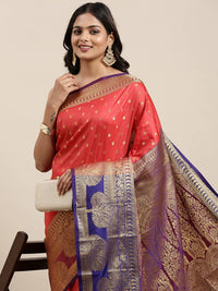 Pandadi Saree Women's  Banarasi Silk Saree With Unstitched Blouse Piece
