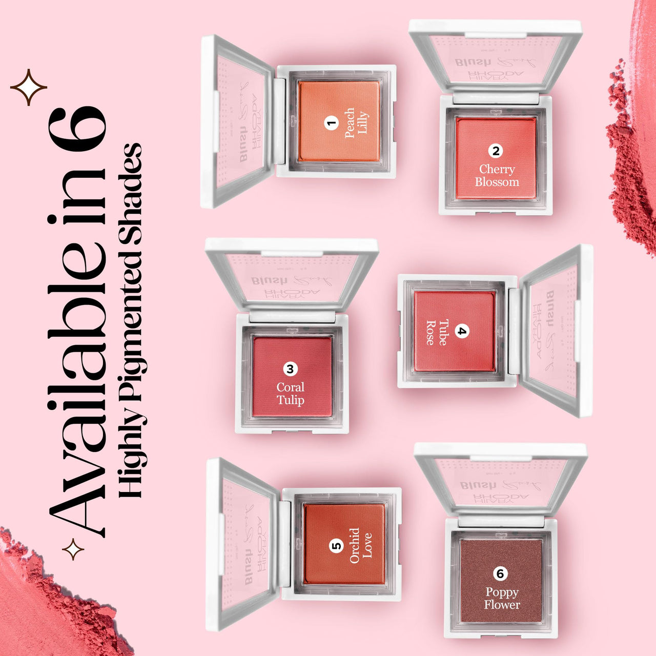 Hilary Rhoda Blush Rush | Highly Pigmented | Silky Smooth Texture | Available in 6 Shades | Matte Finish | Buildable Coverage | Blends Easily & Glides on Smoothly - 6g (Coral Tulip | Shade 03)