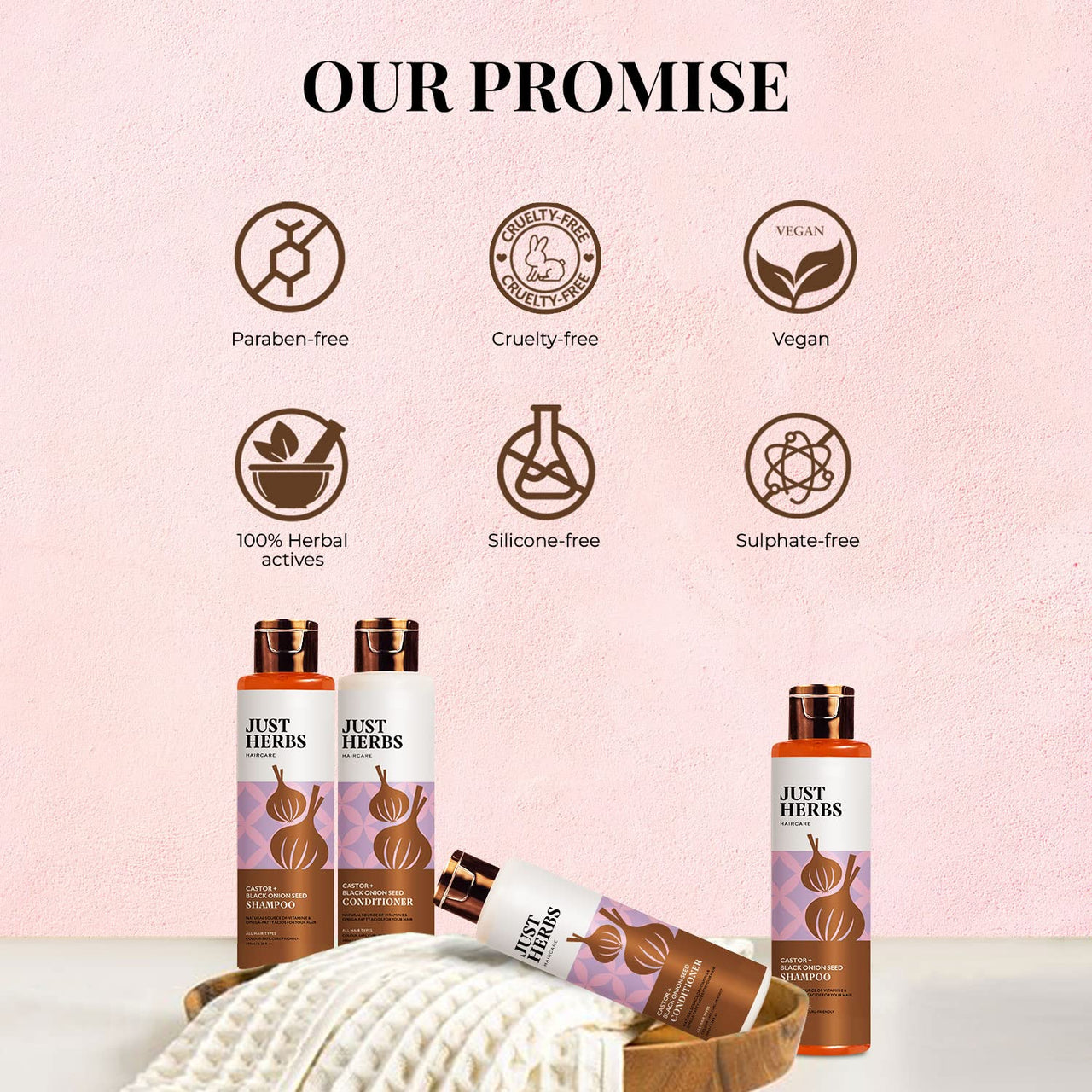 Just Herbs Anti Hairfall Control Kit (Shampoo 100ml+Conditioner100ml) with Goodness of Natural Vitamin E, Bhringraj & Black Onion Seed for Shiny, Smooth Hair - All Hair Types