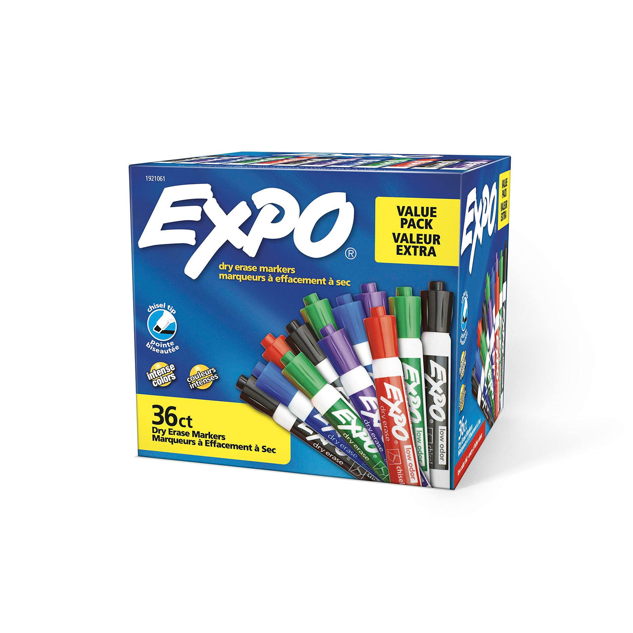 EXPO Low Odor Dry Erase Marker, Chisel Tip Markers, Whiteboard Markers, Assorted, 36 Count 36 Count (Pack of 1)