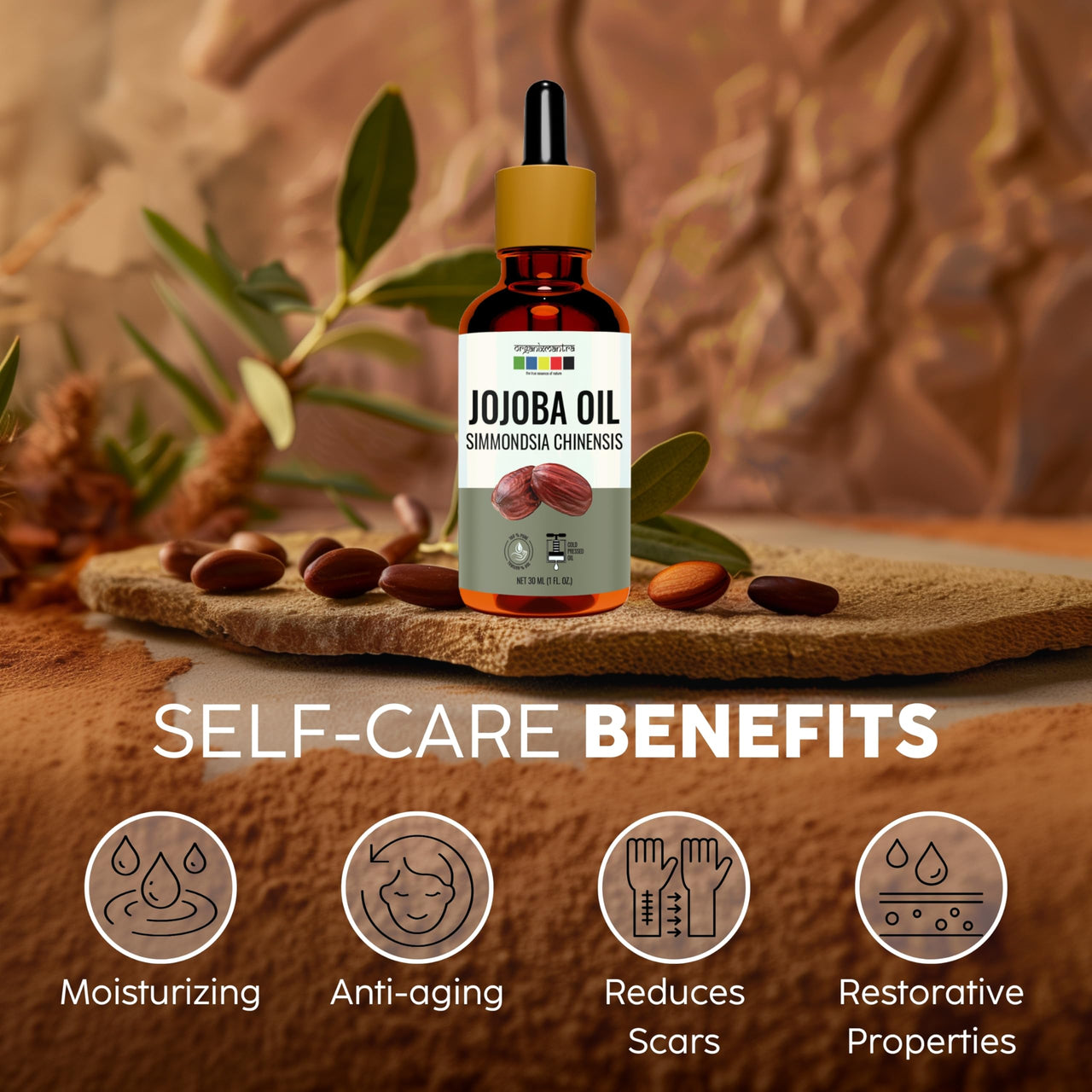 Organix Mantra Jojoba Body Oil for Hair Growth, Moisturizing Skin, Makeup Primer & Nails | 100% Pure, Natural & Cold Pressed Oil, 30ML