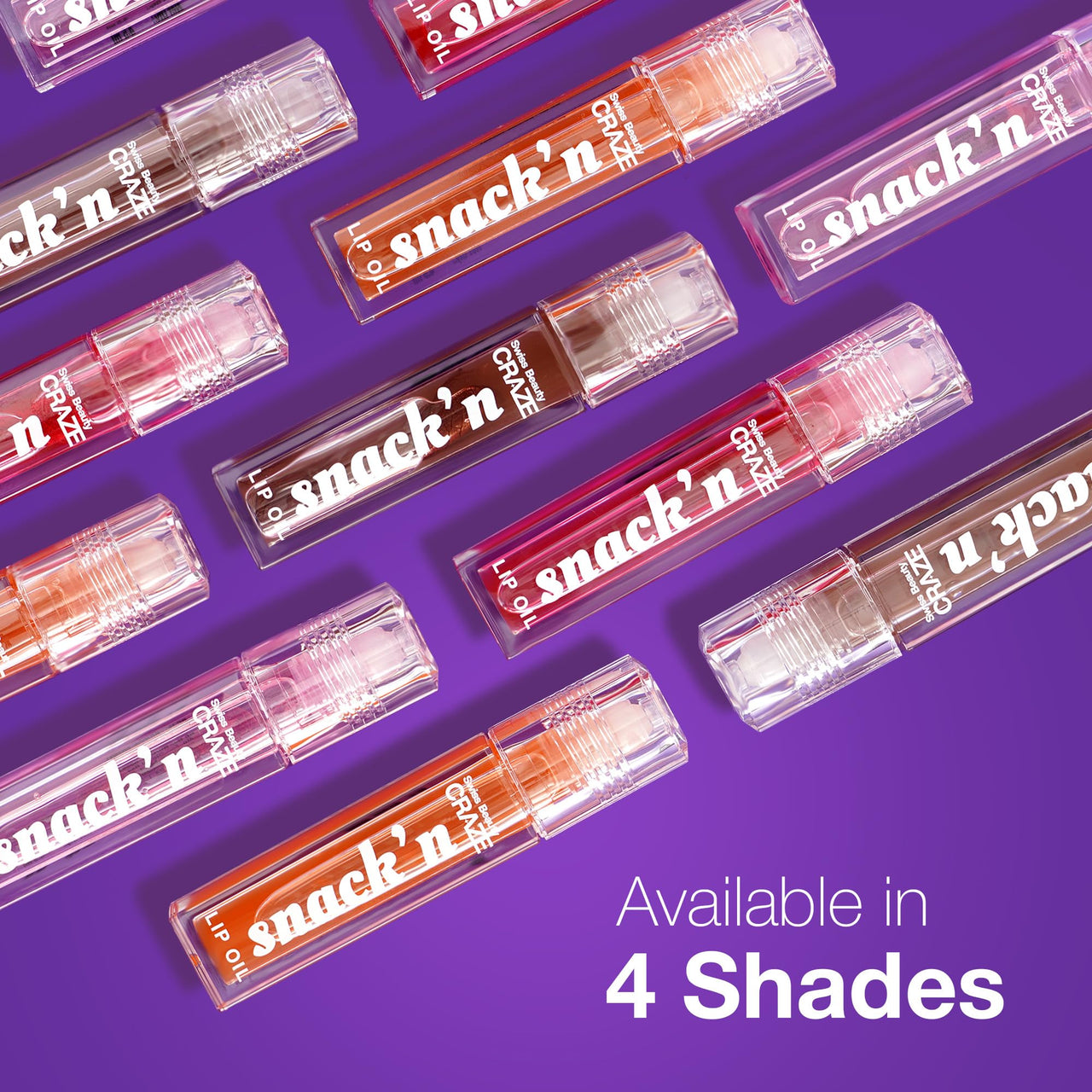 SWISS BEAUTY Craze Snack'N Nourishing Lip Oil | With Vitamin E And Hyaluronic Acid | Gives Glass -Like Shine | Shade- Apple Tart, 4.5Ml, Pink
