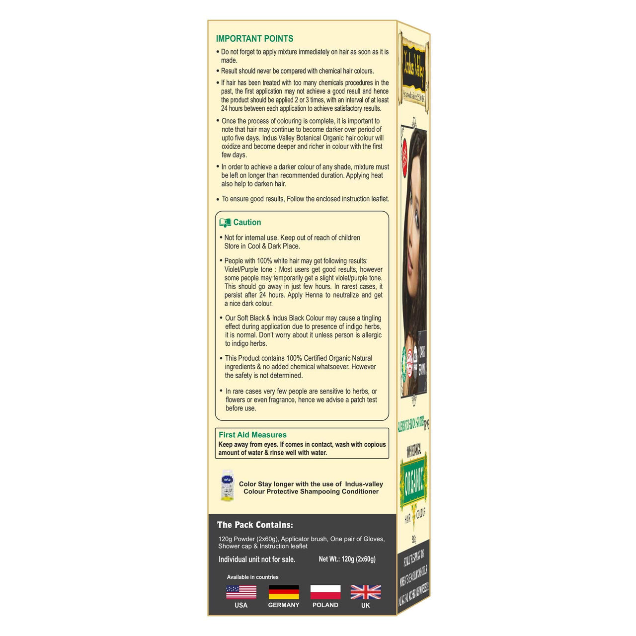 INDUS VALLEY 100% Botanical Dark Brown hair Color Dermatologist Recommended, Safe for Pregnent & Lactating Mother (120g)