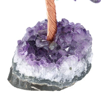 Jovivi Natural Amethyst/Amazonite/Opalite Mixed Healing Crystal Money Tree on Amethyst Cluster Geode Druzy Base Feng Shui Crystals for Home Office Desk Decorations, Wealth, Good Luck Amethyst+amazonite+opalite