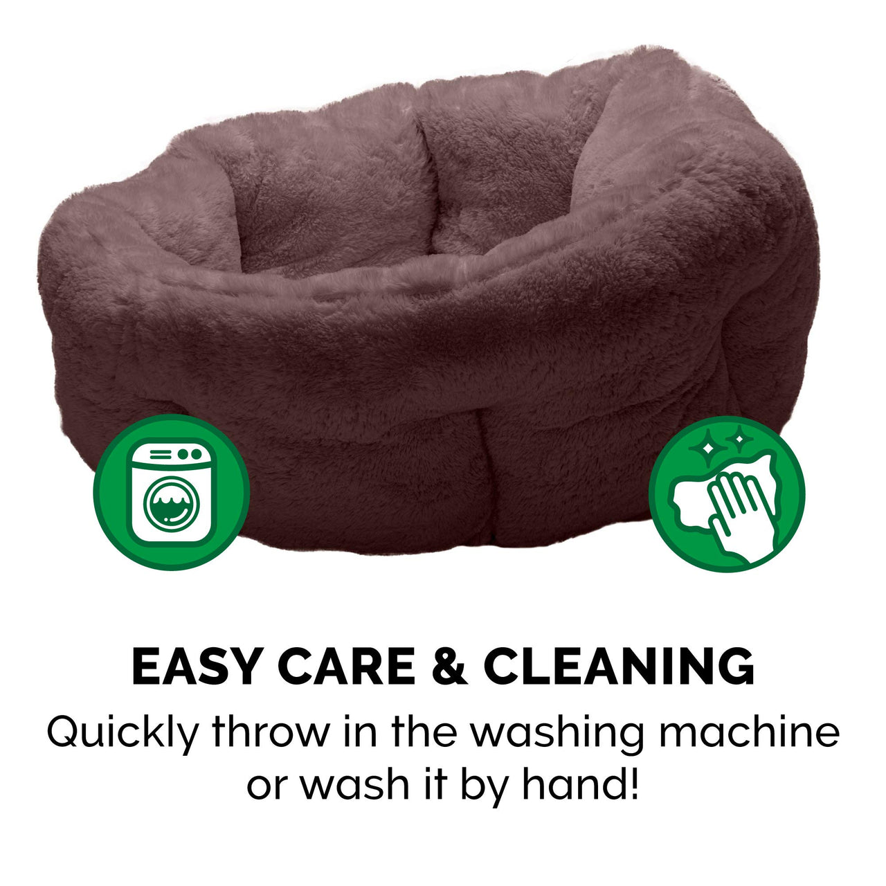 Furhaven 20" Round Self-Warming Pet Bed for Indoor Cats & Small Dogs, 100% Washable, For Pets Up to 20 lbs - Hi Lo Plush Luxe Faux Fur Cuddler - Sable Brown, Small Hi Lo Cuddler - Faux Fur (Sable Brown) 20.0"L x 20.0"W x 12.0"Th Self-Warming Cuddler