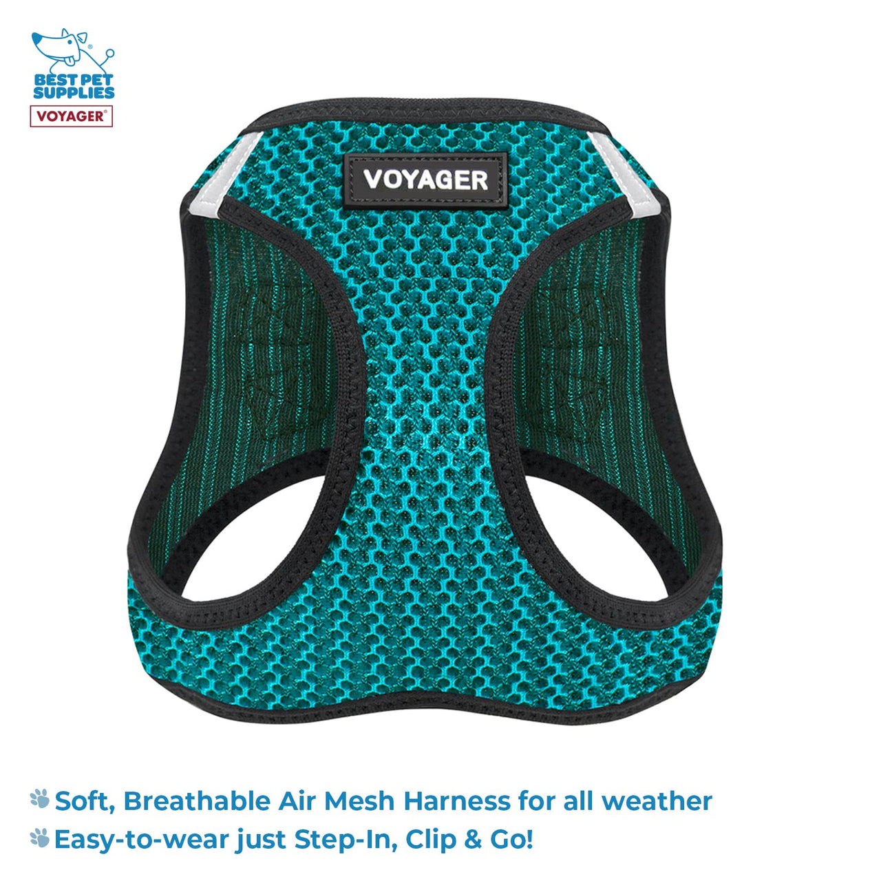 Voyager Step-in Air All Weather Mesh Harness and Reflective Dog 5 ft Leash Combo with Neoprene Handle, for Small, Medium and Large Breed Puppies by Best Pet Supplies - Turquoise (2-Tone), XS Harness Leash Bundle (Turquoise 2-Tone) XS (Chest: 13 - 14.5")