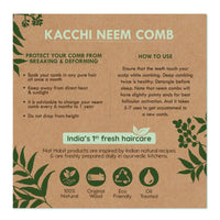 Nat Habit Kacchi Neem Wooden Shampoo Comb - Soaked In 17 Herbs, Neem & Sesame Oil - For Post Shampoo Detangling Suited For Long & Thick Hair (Wide Tooth- Small Size) Pack of 1