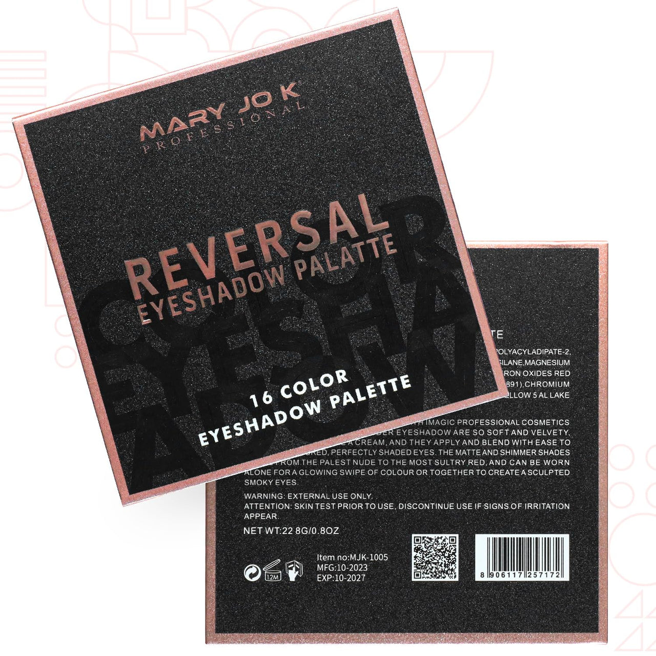 MARY JO K Reversal Eyeshadow Palette | 16 Blendable Matte & Shimmer Shades | Long-Lasting, Highly Pigmented Colors for Day & Night Looks | Smooth, Buildable Formula – 22g