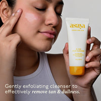 Asaya Detan Face Wash | Glycolic Acid, Berry Extract & Manjistha | Tan Removal Face Cleanser for Men & Women | Normal, Combination or Oily Skin | Gently Exfoliates & Evens Tone | Soap Free | 100 ml