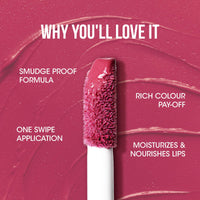 OG Beauty Moisture Lock Liquid Lipstick - Berry Blossom, Rich Colour Payoff, Long-Lasting, Smudge-Proof, Matte Finish, Hydrating, Plumping Lip Color, Enriched with Hyaluronic Acid & Vitamin E, 4.5 mL