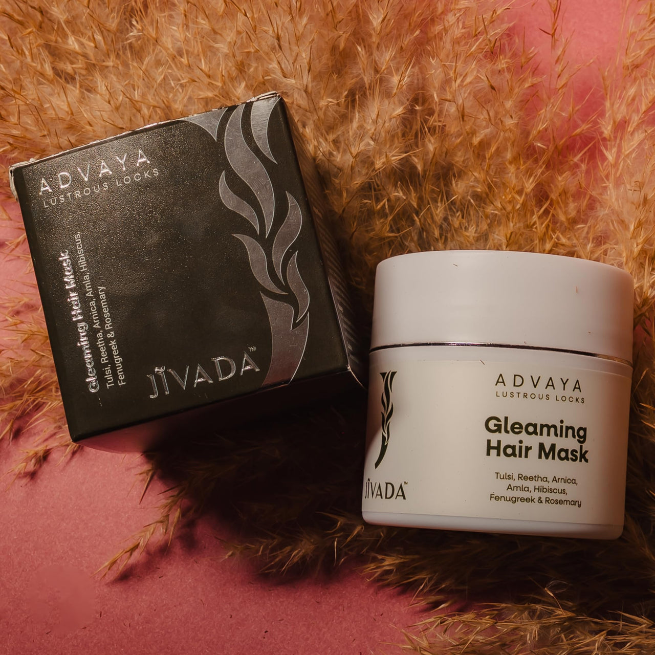 Jivada Gleaming Hair Mask with Rosemary, Hibiscus & Amla | Arnica, Tulsi & Fenugreek | For Dry & Frizzy Hair |Silky & Shiny Hair | All Hair Types | Women & Men | Sulphate & Paraben Free | 100 Gram