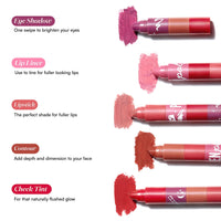 Gush Penpal 5-In-1 Lipstick| Five Shades In One| Multi-Use Stackable Lipstick For Lips, Long Lasting, Creamy Matte Finish| Moisturizing Formula With Intense Color Payoff, 4.8 G