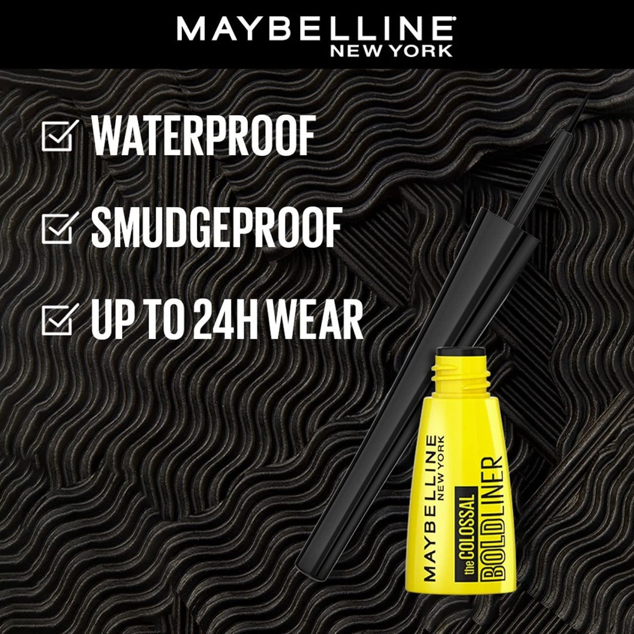 Maybelline New York Eyeliner, Smudge-proof and waterproof, Long-lasting, Liquid Colossal Bold Liner, Black, 3g (Pack of 2) Matte Finish