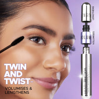 Hilary Rhoda Twin Twister Mascara | Volumises & Lengthens | Waterproof & Smudge-Proof Formula | Enhances Curl & Clump-Free | Highly Pigmented - 12ml
