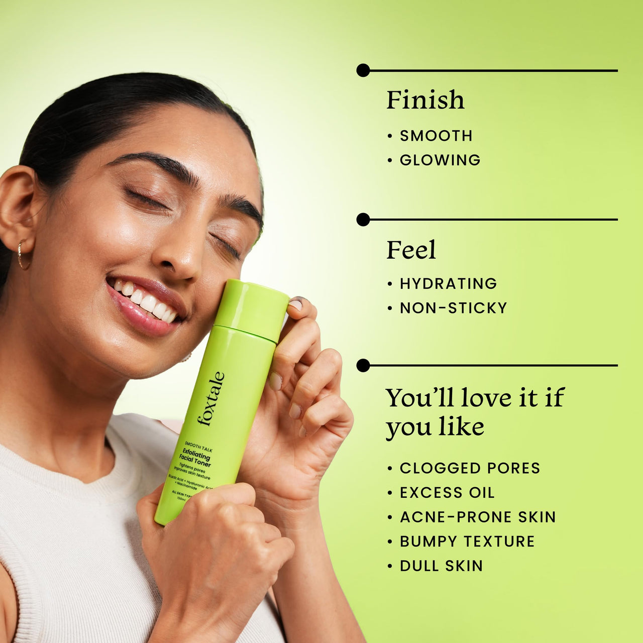 Foxtale Exfoliating Face Toner with 5% Lactic Acid for Pore Tightening & Gentle Exfoliation, Alcohol Free Toner for Glowing Skin, For All Skin Types, Men & Women, 150 ml