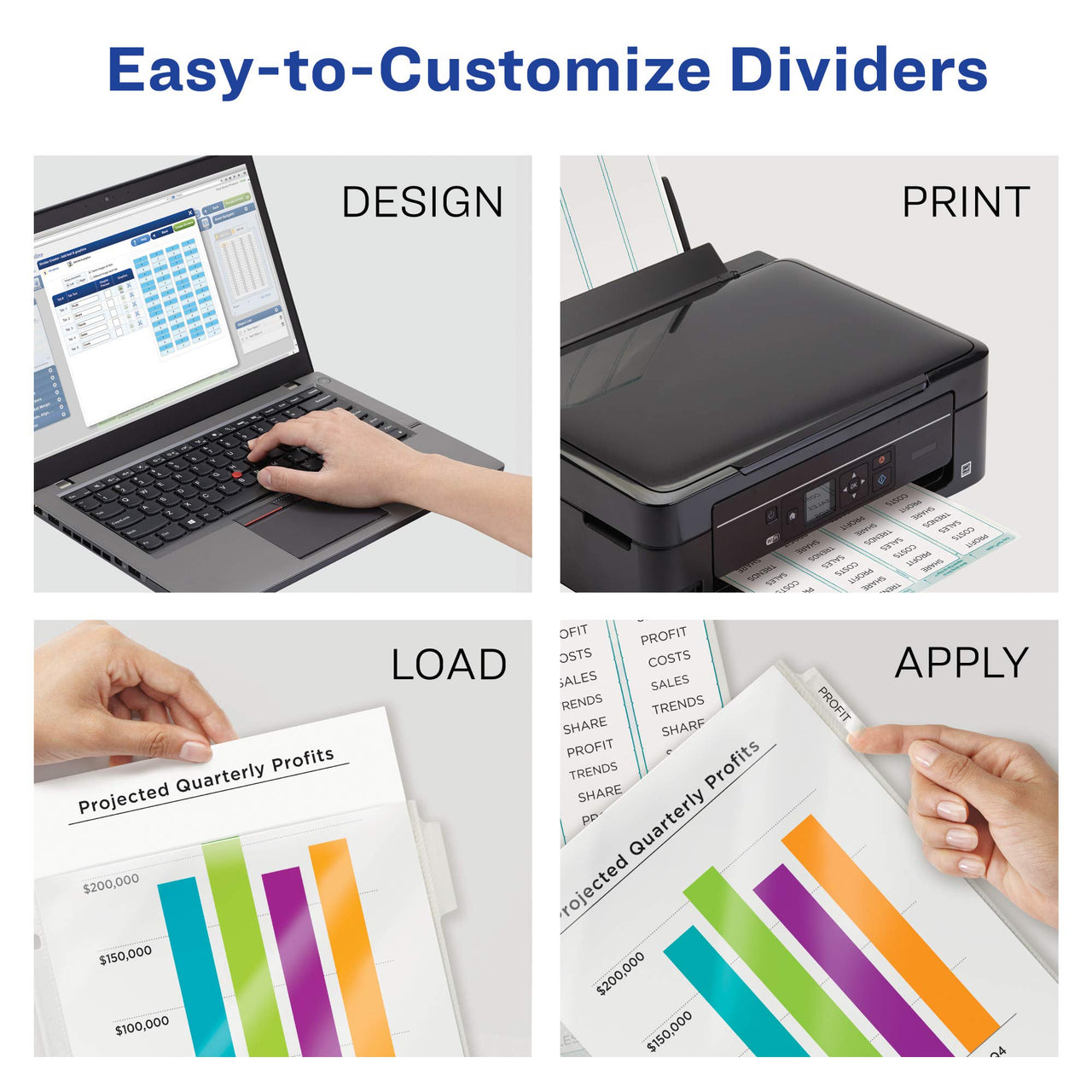 Avery 5-Tab Sheet Protector Dividers, Easy Print & Apply Clear Labels, Index Maker, White Tabs, 1 Set (75500)