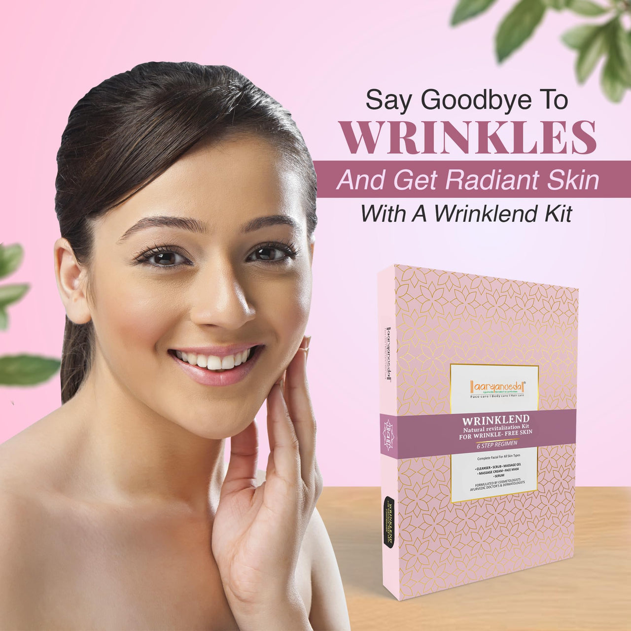 Aryanveda Anti Aging Facial Kit for Glowing Skin (260g), Repairs Wrinkles, Reduce Fine Lines, Remove Dead Skin Cells, All Skin Type for Men & Women (6 Units)
