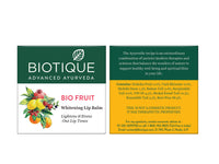 Biotique Fruit Whitening/Brightening Lip Balm | Hydrated and Nourishing Lips| Visibly Lighter Lips | Evens Out Lip Tone | De-pigmentation Balm |100% Botanical Extracts| All Skin Types | 12G