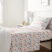 Basics Kid's  Butterfly Friends Soft Easy-Wash Microfiber 3-Piece Sheet Set, Twin, Multi-Color Butterflies, Printed