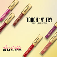 Seven Seas Touch N Try Velvet Liquid Lipstick, Matte Finish, Non Transfer, Water Proof, Long Lasting (04, 4ML)