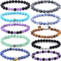 Massive Beads 140PCS 6MM Natural Crystal Beads Matte Mixed Stones Gemstone Round Loose Energy Healing Beads with Free Crystal Stretch Cord for Jewelry Making (Matte Mixed Stones, 6MM)