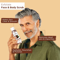 Bella Vita Organic Face & Body Scrub for Skin Brightening De-Tan Ayurveda, Exfoliate Knees, Elbows, Scalp, Arms Etc, 75 g & Face Wash, 225 grams