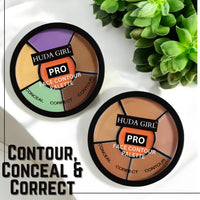 HUDA GIRL 3 In 1 Makeup Palette Brights Concealer For Dark Circles,Blush And Highlighter Palette,Oil Control Pro Concealer For Face Makeup,Conceal Correct & Contour,All Skin Types,Matte,1 Count