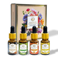 Luxurious Essential Oil Box of 4 by Enhanced Essentials - LEMON,SWEET ORANGE,PEPPERMINT,CAMPHOR|100% Pure,Natural& Highly Concentrated|Therapeutic grade|With individual glass droppers| Ultra Premium Grade Oils Set for Home Diffusers, Skin, Aromatherapy, B