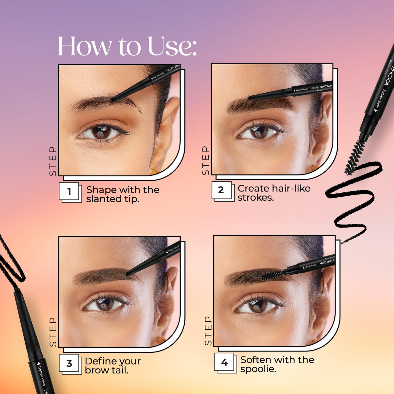 Hilary Rhoda Brow Artist Eyebrow Pencil | Dual-Ended & Natural Finish | Smudge-Proof & Long-Lasting Eyebrow Pencil |0.3g (Light Coffee - Shade 03)