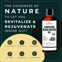 Organic Netra Cold Pressed Jamaican Black Castor Oil for Hair Growth | For healthy, thick and black hair | Reduces Acne Marks and fine lines | For All Hair and Skin Types - 250ml
