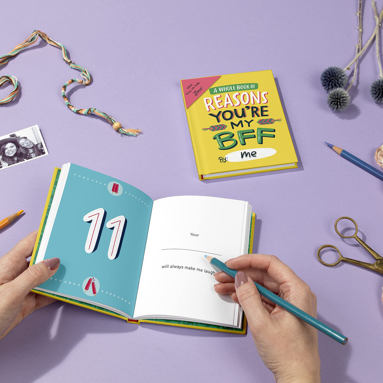 Em & Friends Reasons You're My BFF Book Fill in the Love Fill-in-the-Blank Book Gift Journal, 4.10 x 5.40-inches