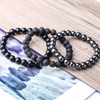 WRCXSTONE Natural 8mm Gorgeous Semi-Precious Gemstones Healing Crystal Stretch Beaded Bracelet Unisex 3 Pieces a Set