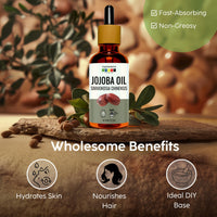 Organix Mantra Jojoba Body Oil for Hair Growth, Moisturizing Skin, Makeup Primer & Nails | 100% Pure, Natural & Cold Pressed Oil, 30ML