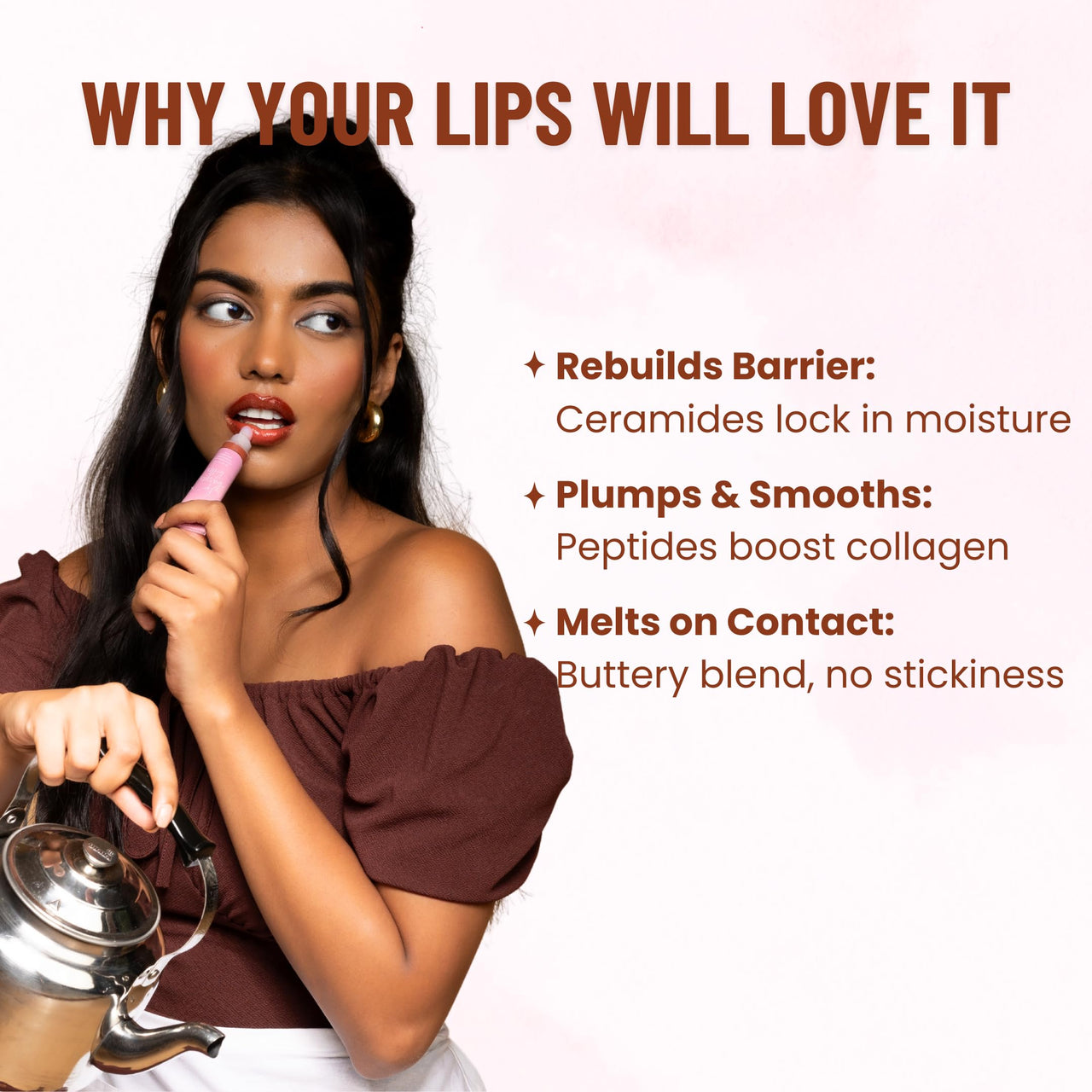 THE SKIN DIET COMPANY Lip Balm - Chai Croissant |Hydrating & Plumping Tinted Lip Balm | Intensive Repair with Tripeptides, Shea Butter for Dark & Pigmented Lips (10ml)