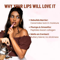 THE SKIN DIET COMPANY Lip Balm - Chai Croissant |Hydrating & Plumping Tinted Lip Balm | Intensive Repair with Tripeptides, Shea Butter for Dark & Pigmented Lips (10ml)