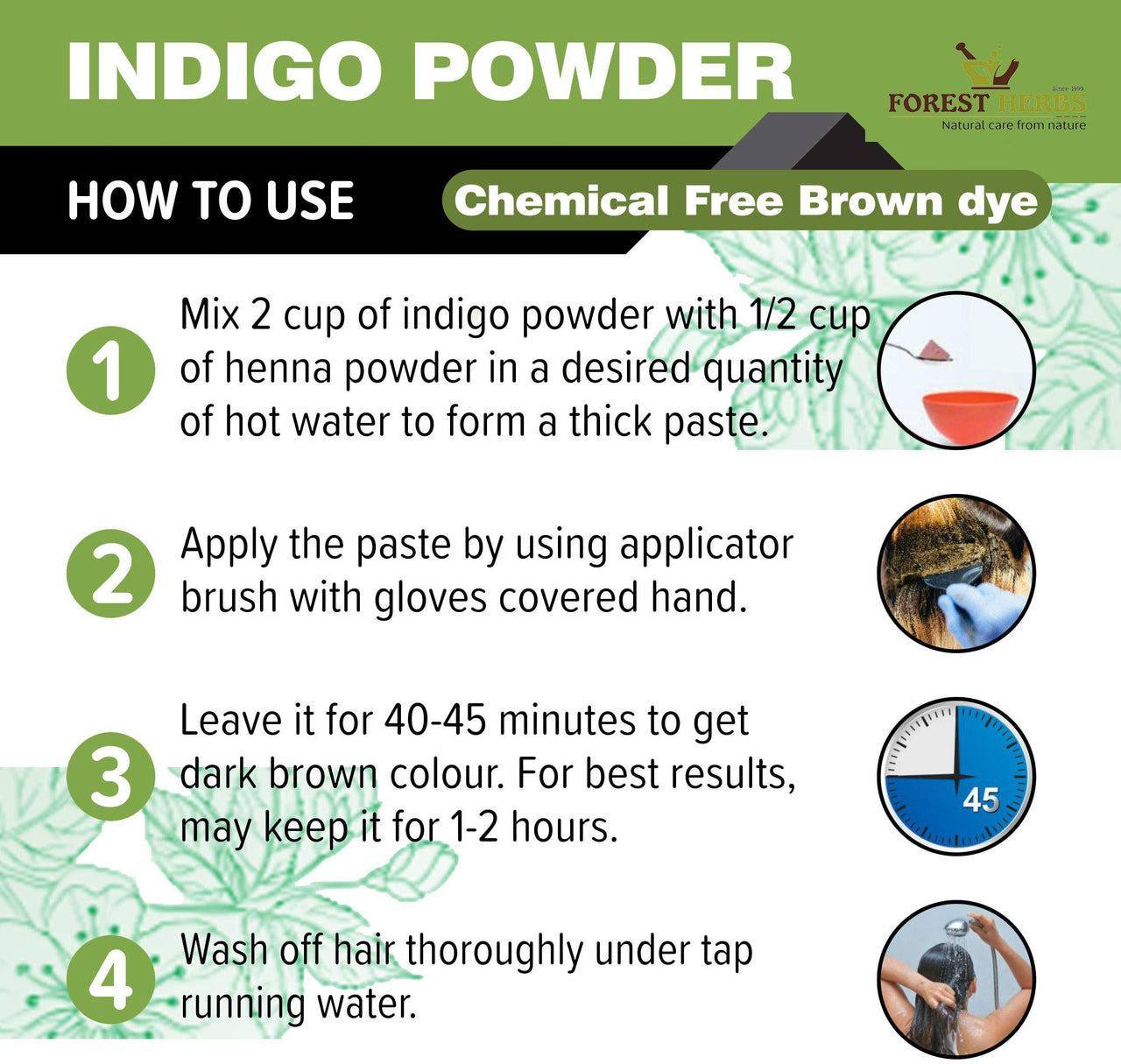 The Forest Herbs Natural Care From Nature Indigo Leaves Powder (500g) Organic for Hair Colour Black, Avuri Leaf, Neela Amari, Neel Patti, Neelayamari, Indico (Pack of 1)