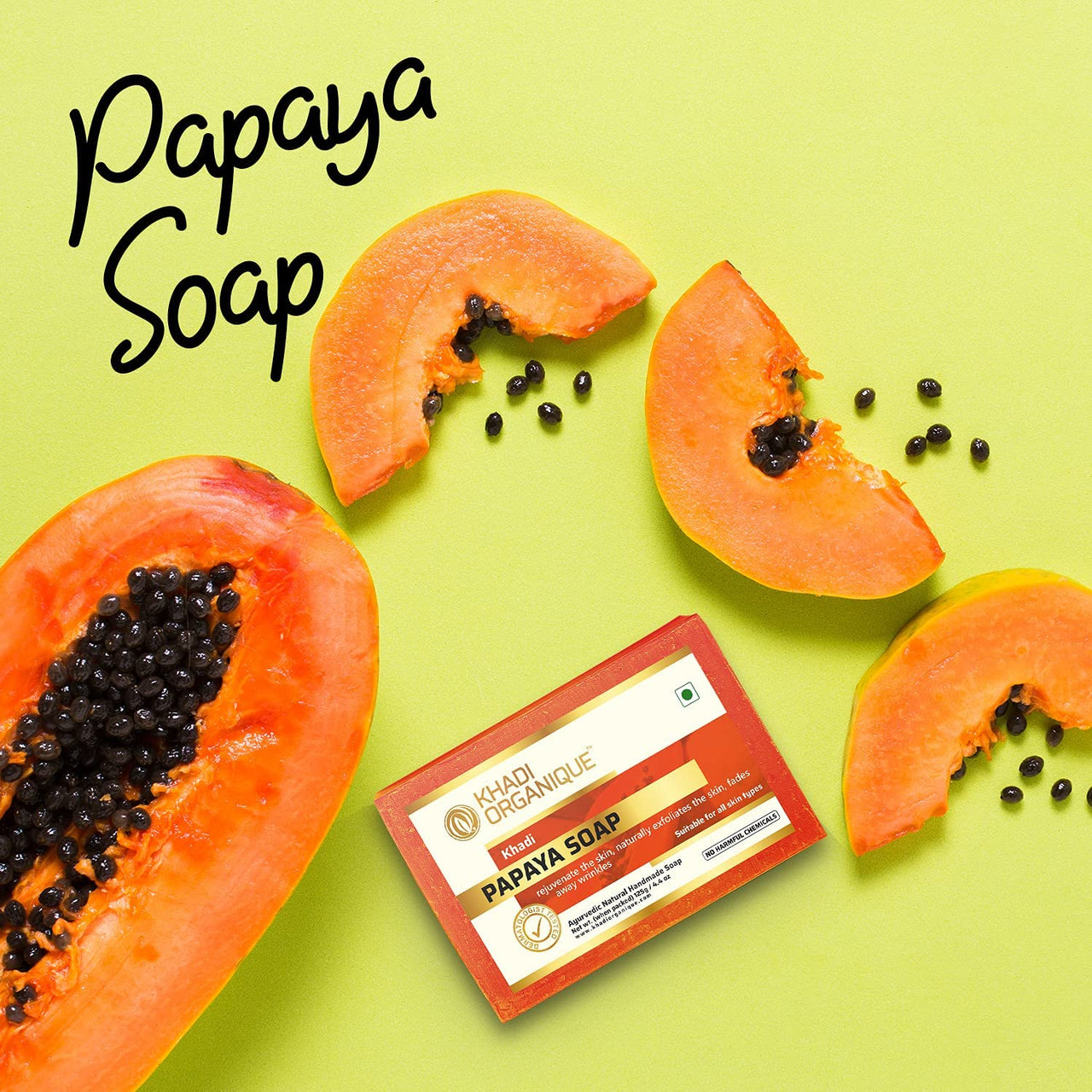 Khadi Organique Natural Herbal Papaya Soap Pack of 4