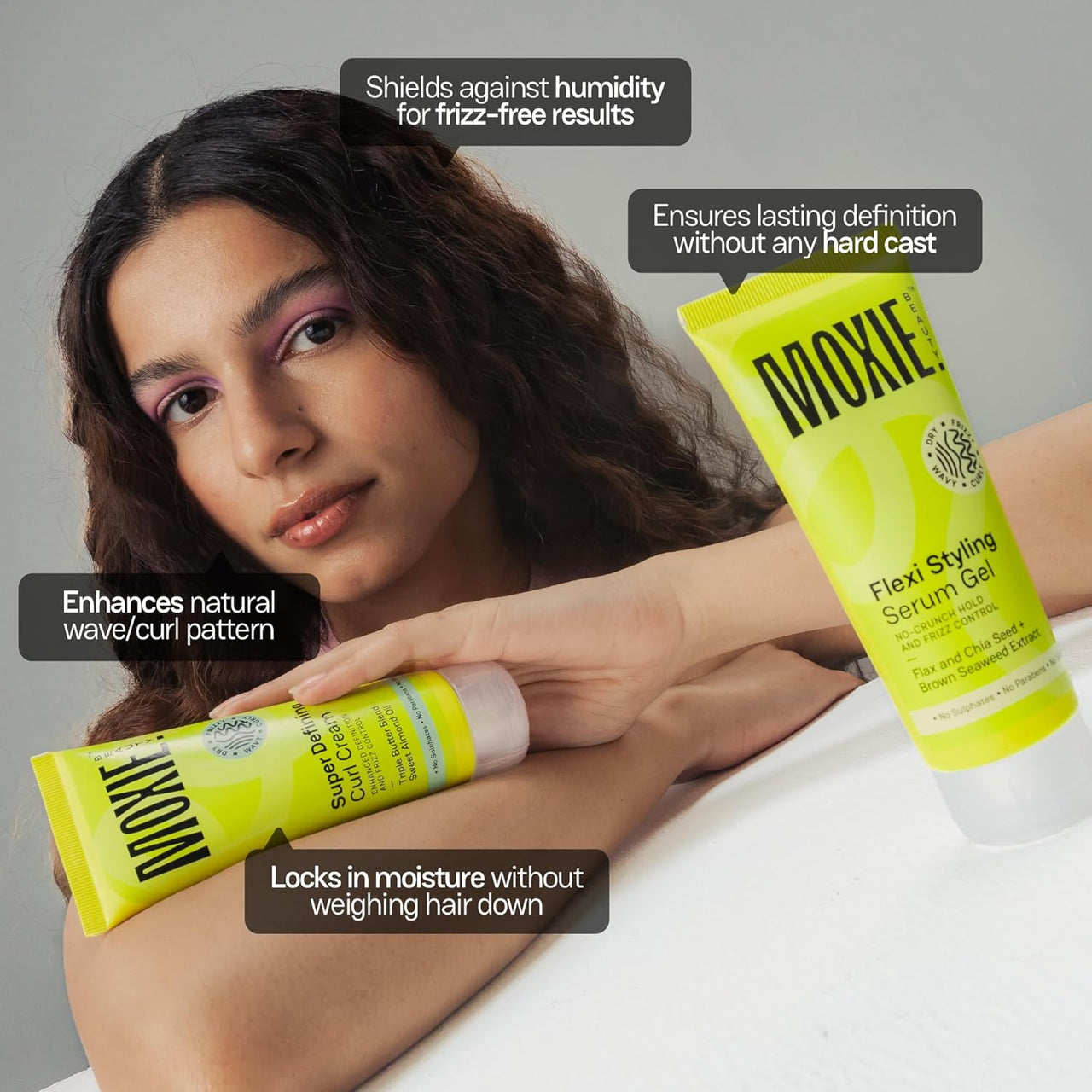 Moxie Beauty Curly Vibe Setter Travel Duo | Boosts Curl Definition & Retains 96% Moisture | Super Defining Curl Cream (50ml) & Flexi Styling Serum Gel (50ml)