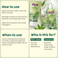 PLIX - THE PLANT FIX Neem Anti-Dandruff Advanced Kit | Shampoo (200ml), Serum (50ml), Conditioner (175ml) | Reduces Dandruff & Scalp Itching | Piractone Olamine & 3% Dandelix Pro™