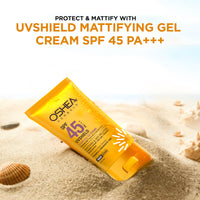 Oshea Herbals UVShield Mattifying Gel Sunscreen Cream SPF 45 PA +++ for All Skin Types | Non Greasy & Water Resistant | Blue Light, UVA & UVB Protection | Enriched with Chamomile Extract 120g