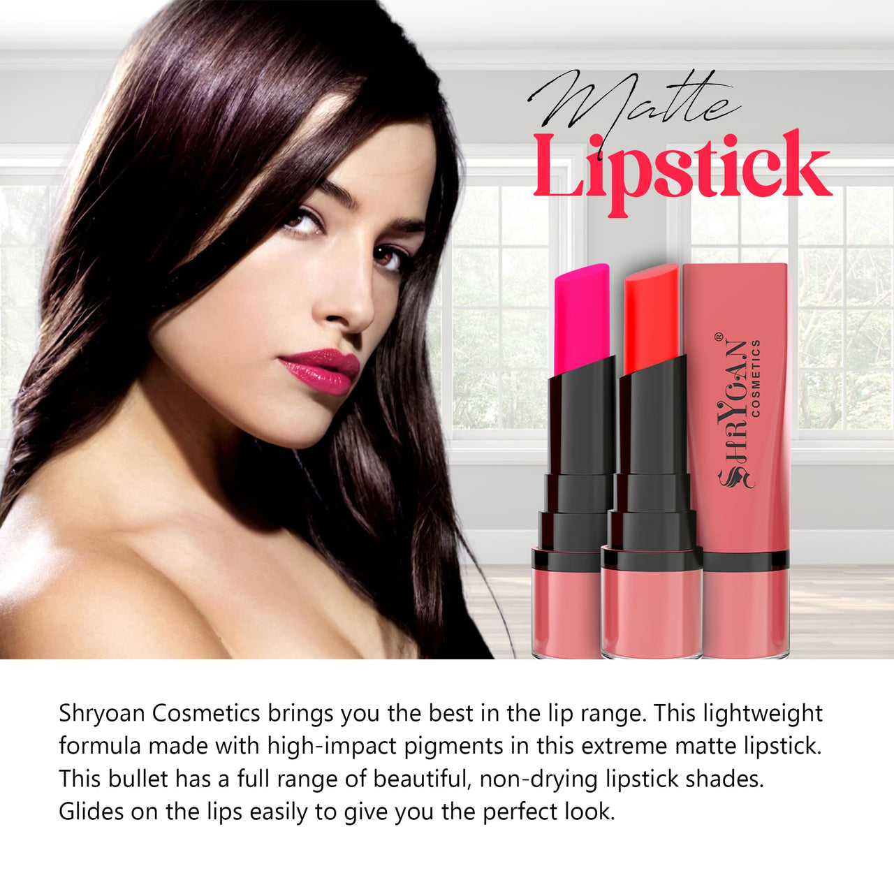 Shryoan Matte Lipstick | Blood Red | Waterproof, Long Lasting, Smudge Proof | Cruelty-Free Lip Color with Intense Hydration | Full Coverage Lip Crayon for All Skin Types | (4.2 GM) (Pack of 1)