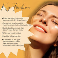 Glamveda Hybrid Sunscreen Lotion Spf 50 PA+++ | Moisturize & Protect | Water and Sweat resistant | All skin types | 60ml