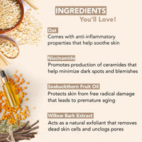Botanic Hearth Oat & Niacinamide Cleanser Face Wash Enriched with Seabuckthorn fruit oil, Willow Bark Extract | Ideal for Sensitive Skin | for Women & Men | Sulphate & Paraben Free | 100ml