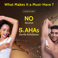 Chemist at Play UnderArm Roll-On with 5% AHA, Lactic Acid & 1% Mandelic Acid | Prevents Body Odour, Brightens Skin & Exfoliates Underarm | Fades Pigmentation & Kills Bacteria | For Sensitive Skin | Woody Musk Fragrance | Alcohol Free-40ml