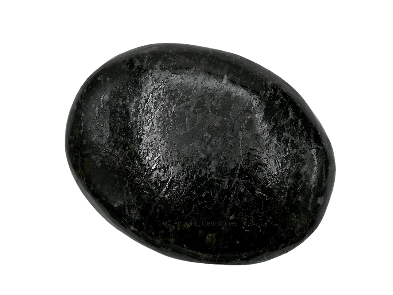 Nuummite Palm Stone - Pocket Massage Worry Stone for Natural Body Chakra Balancing, Reiki Healing and Crystal Grid Nuummite