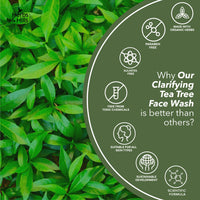 Herbs & Hills Clarifying Tea Tree Face Wash 100ml Anti Acne, Organic & Natural | Help to Clear Excess Oil | Remove Impurities and Prevent Pimples | Relieving Skin Irritation