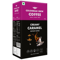 COLOMBIAN BREW COFFEE Hazelnut Instant Coffee Powder, No Sugar Vegan, 100g, Box & Colombian Brew Creamy Caramel Instant Coffee Powder, No Sugar Vegan, 100g