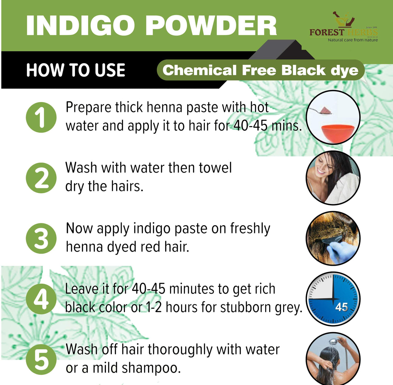 The Forest Herbs Natural Care from Nature Henna and Indigo Leaves Powder Combo (200gm Each) Total 400g | No Added Preservative and Additives | Non-GMO