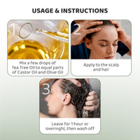 Rey Naturals Castor Oil for hair growth + Olive Oil for Skin & hair + Tea Tree Essential Oil Set | Hair Growth Oil and Essential Oil | Moisturizes, Repairs And Strengthens Hair | 200ml *2 + 15ml
