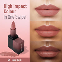 Swiss Beauty Hd Matte Pigmented Smudge Proof Lipstick | Creamy Matte Long Stay Lipstick | Bare Blush, 3.4g